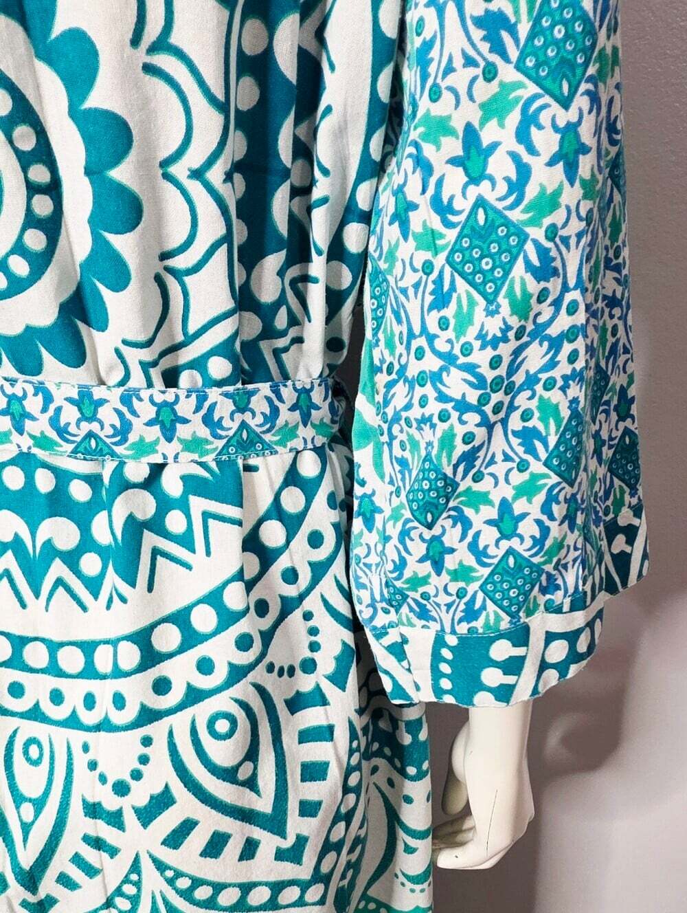 Turquoise Printed Kimono Robe - Women Intimates & Sleepwear - Picture 13 of 14